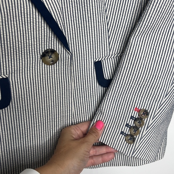 Boden Size 6P Sear-sucker Blazer Navy White Stripe - Picture 3 of 8